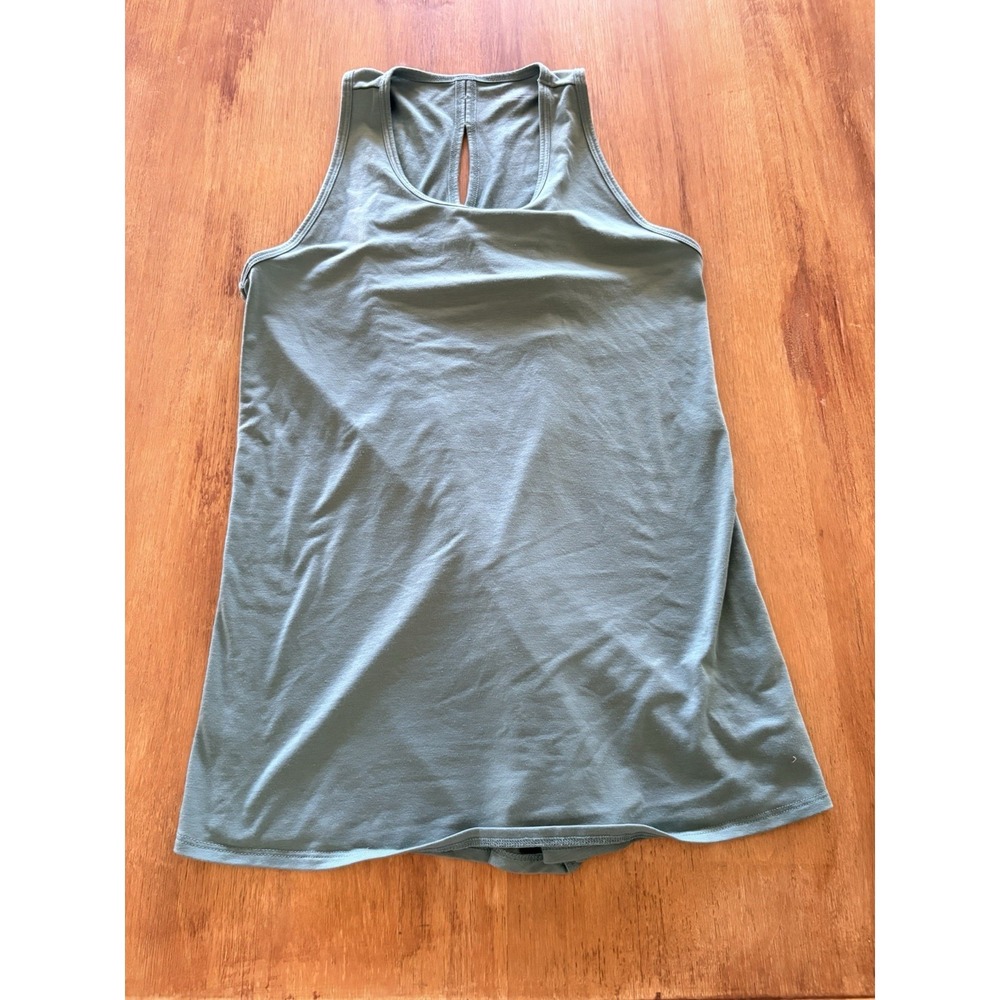 Athleta Tank Top Women's Size‎ Small Green Yoga Activewear Wrap Split Back
